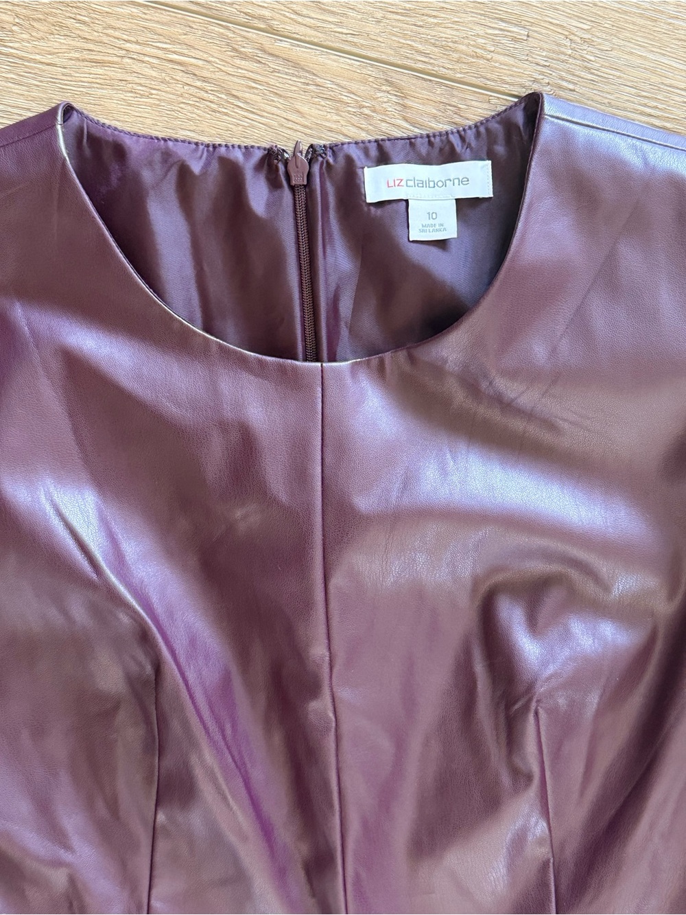 Liz Claiborne Plum Faux Leather Sheath Dress